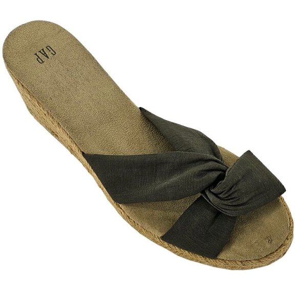 GAP Twisted Knot Espadrille Wedge Slip On Sandals Size 9 - Picture 1 of 9